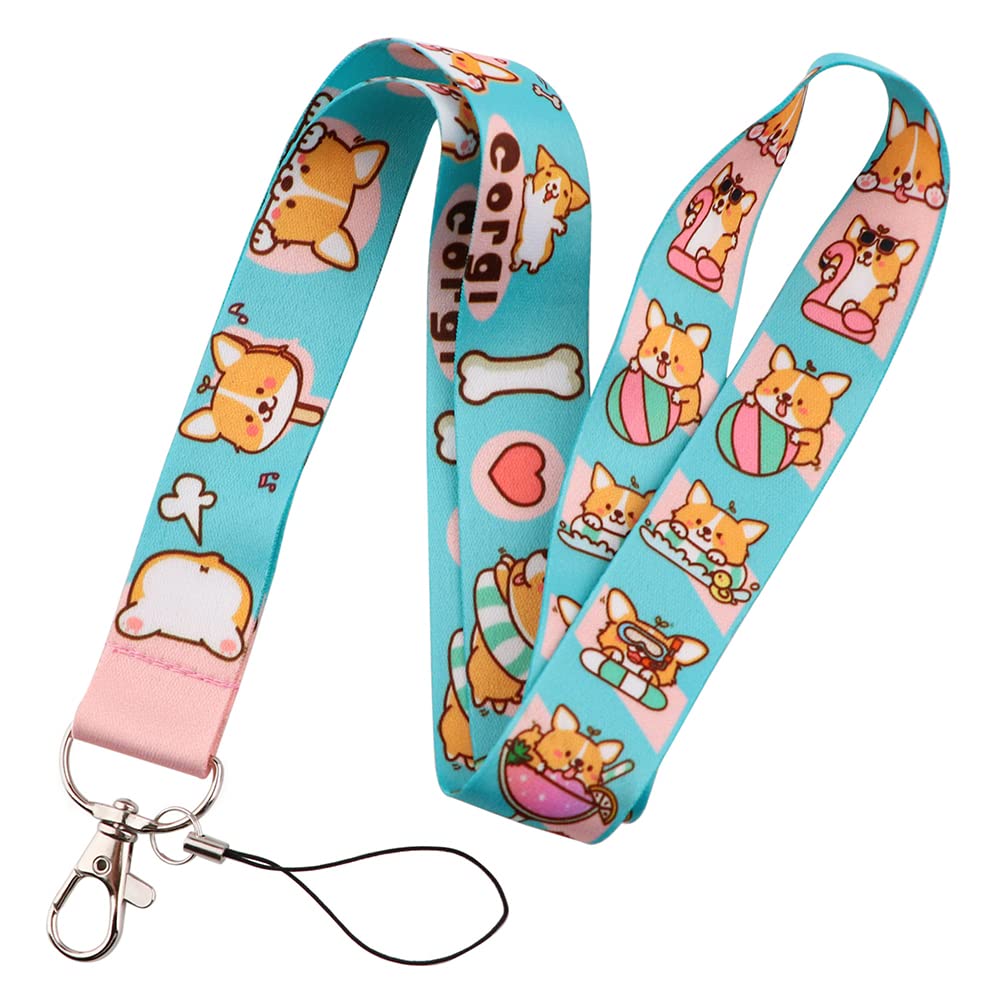 Cute Corgi Lanyard for Keys & ID Badges - for Kids, Women, Men - Office & School Use