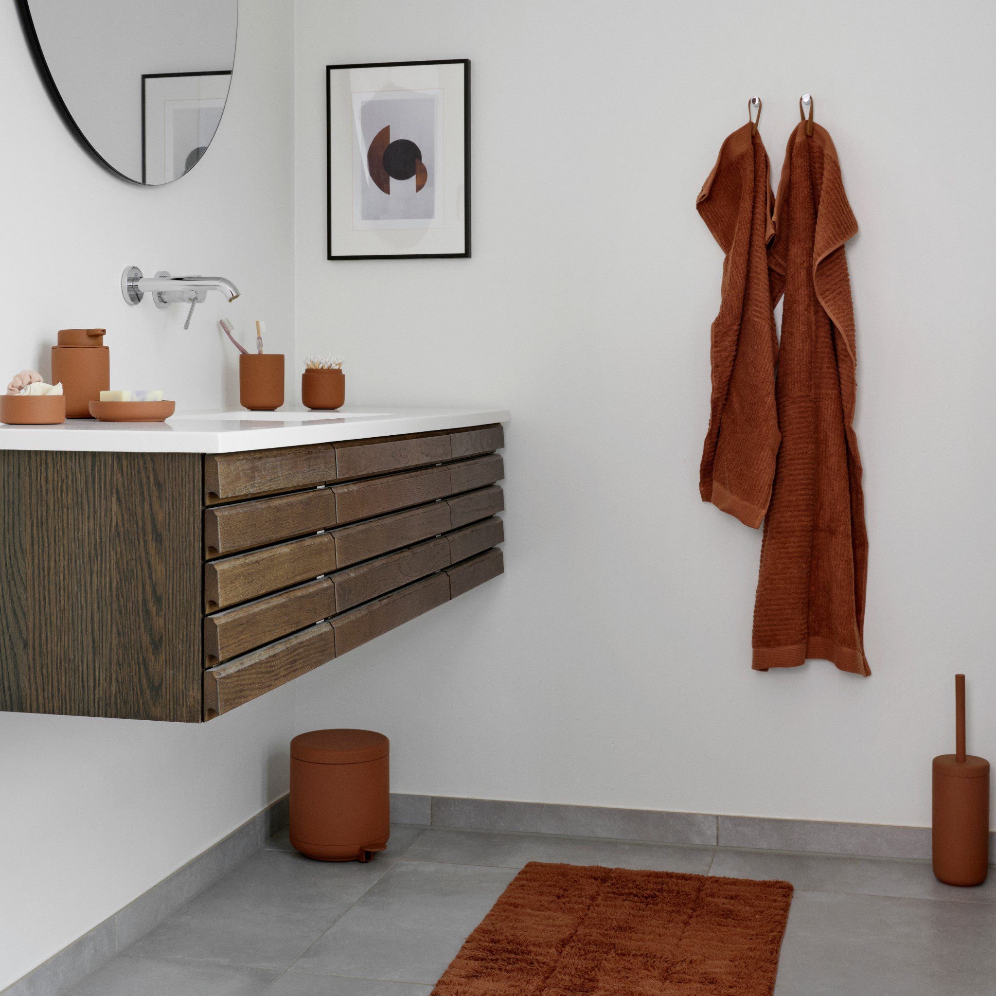 ZONE DENMARK Ume Soft Touch Pedal Bin 4L - Terracotta Color, Eco-Friendly Kitchen Trash Can for Home & Office Use