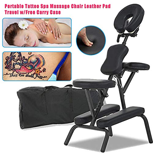 Besay Portable Tattoo Spa Massage Chair - Foldable PU Leather Pad for Home & Salon Use - Space Saving Design for Relaxation & Tattoo Sessions