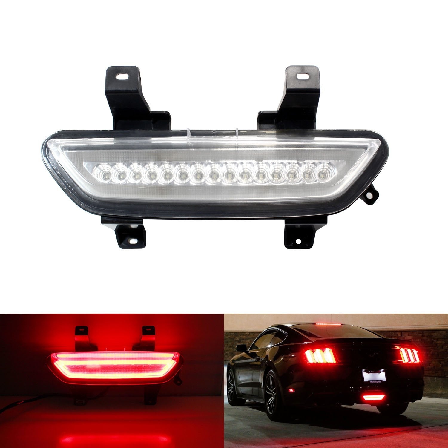 15-17 Ford Mustang Euro Style 3-in-1 LED Rear Fog Light with Brake & Reverse Light - High Visibility Safety Upgrade for Night Driving & Bad Weather Conditions