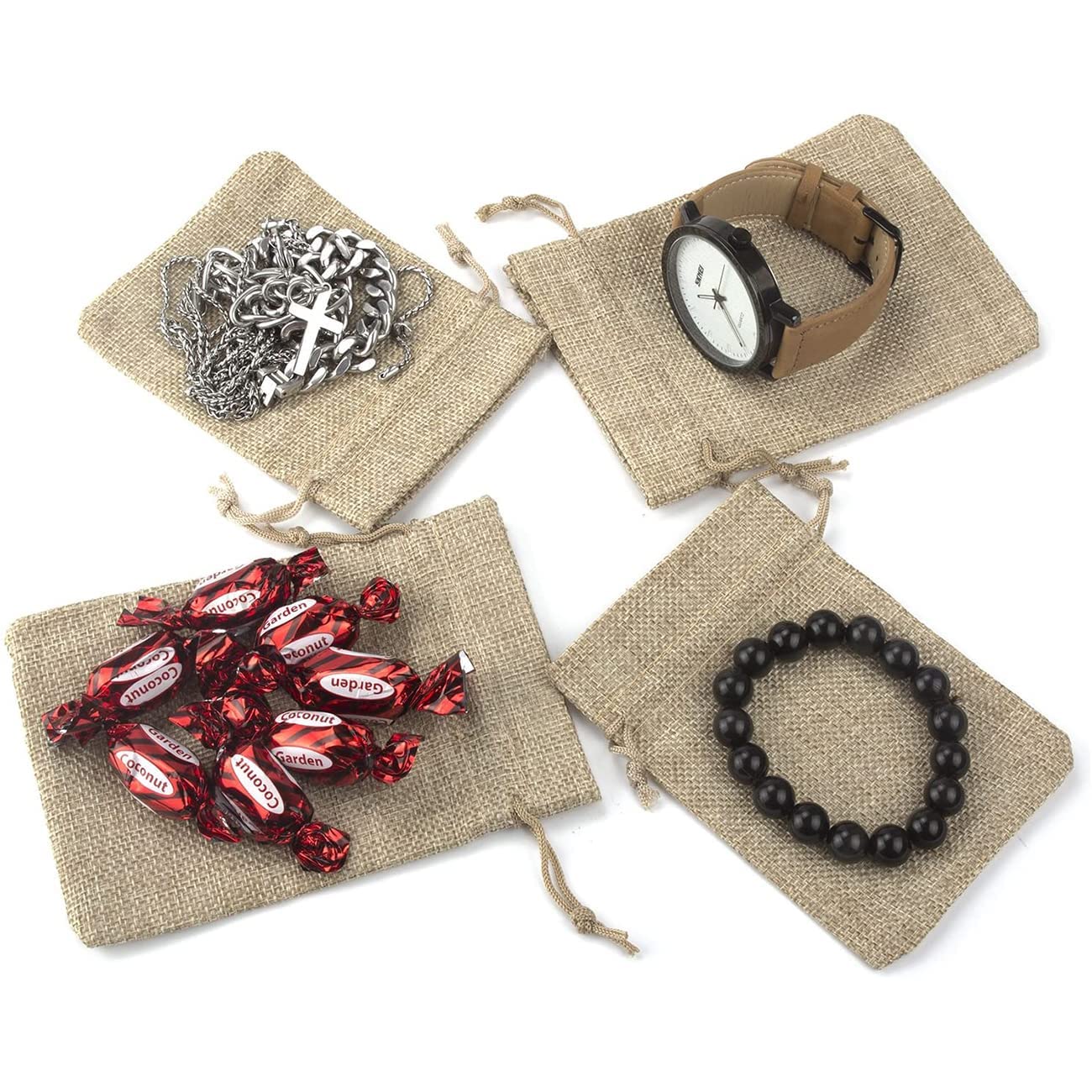 Eco-Friendly Jute Linen Pouches - Reusable Gift Bags for Birthday, Wedding & Party Favors - Handmade Potli Bags for Jewelry, Cosmetics & Small Gifts - Perfect for Festive Occasions & Sustainable Packaging