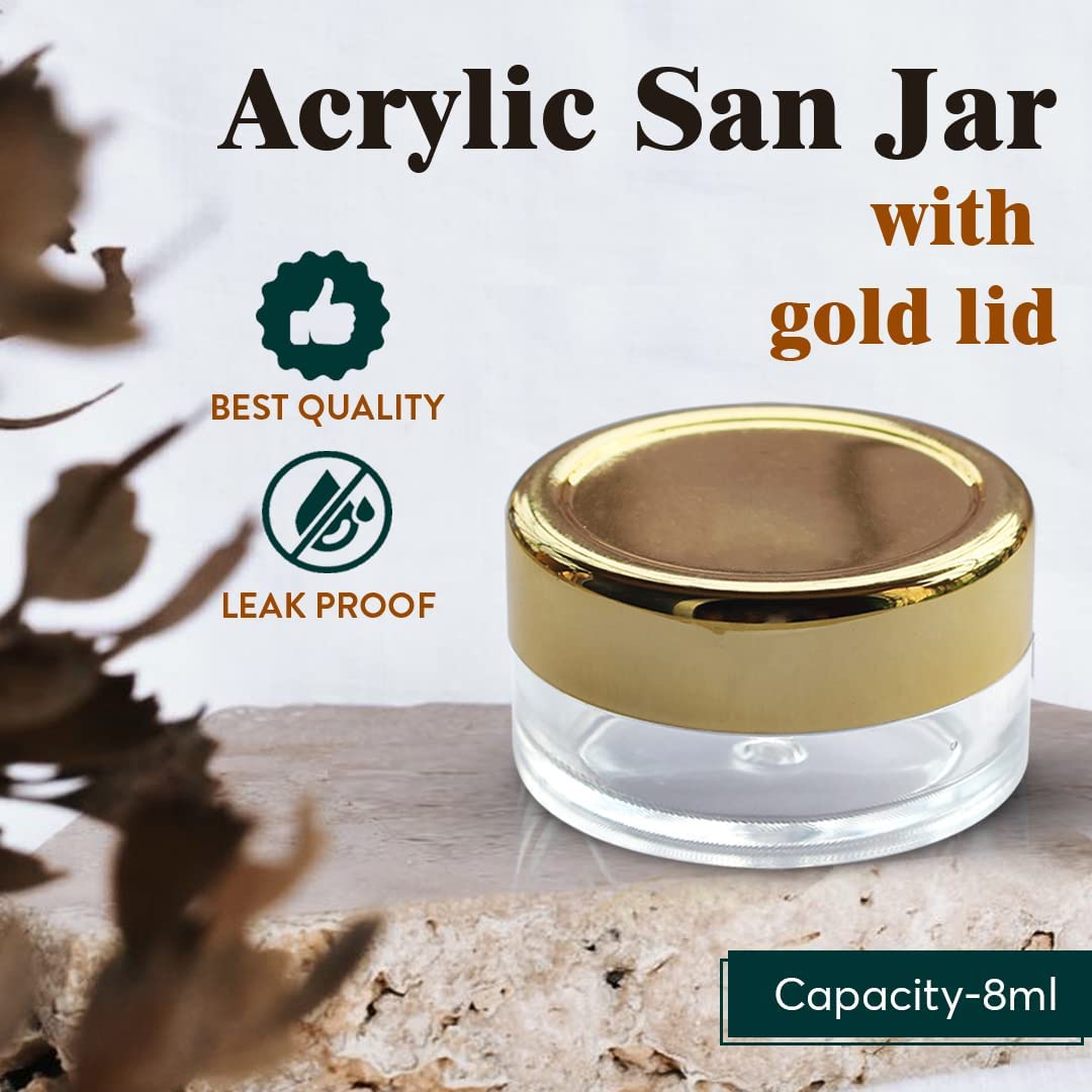 8g Clear Acrylic Cosmetic Jars with Gold Lids - Empty Sanitary Containers for Lip Balm, Eyeshadow, Makeup & DIY Beauty Products (3-Pack) - Perfect for Home Organizing, Travel & Salon Use