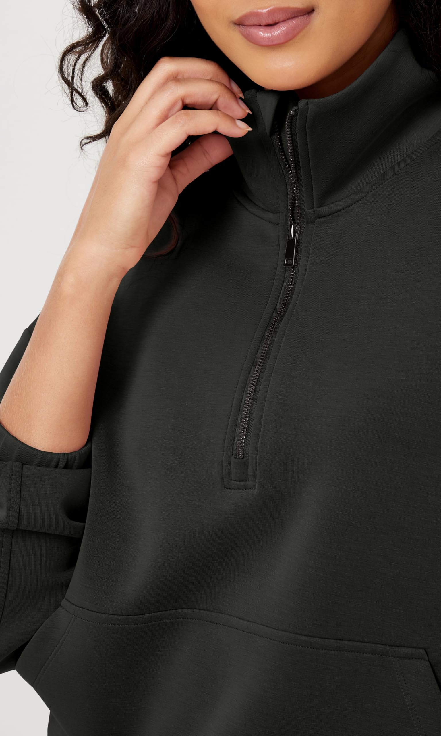 ODODOS Women's Oversized Half Zip Funnel Neck Sweatshirt - Soft Modal Fabric with Pockets | Casual Pullover for Lounge, Travel & Everyday Wear