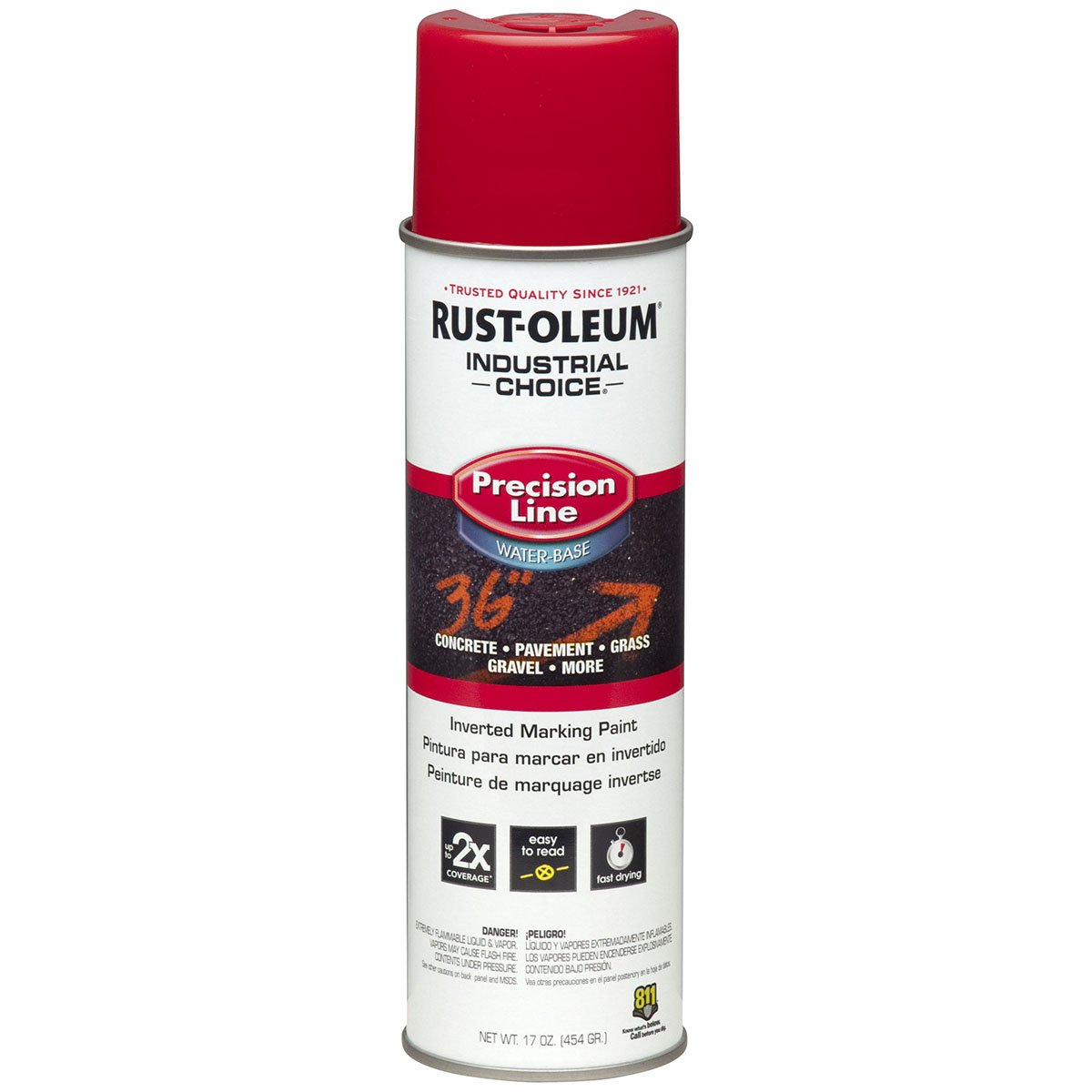 Rustoleum Inverted Marking Paint - Red (12 Pack, #203038) | High-Visibility Road & Parking Lot Marking Spray Paint for Construction & Safety Use