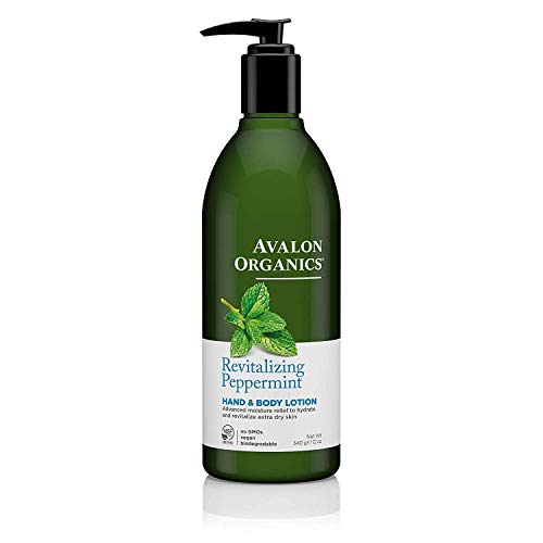 Avalon Organics Revitalizing Peppermint Hand & Body Lotion - 12 Oz | Hydrating Moisturizer for Dry Skin, Perfect for Daily Use at Home & Office