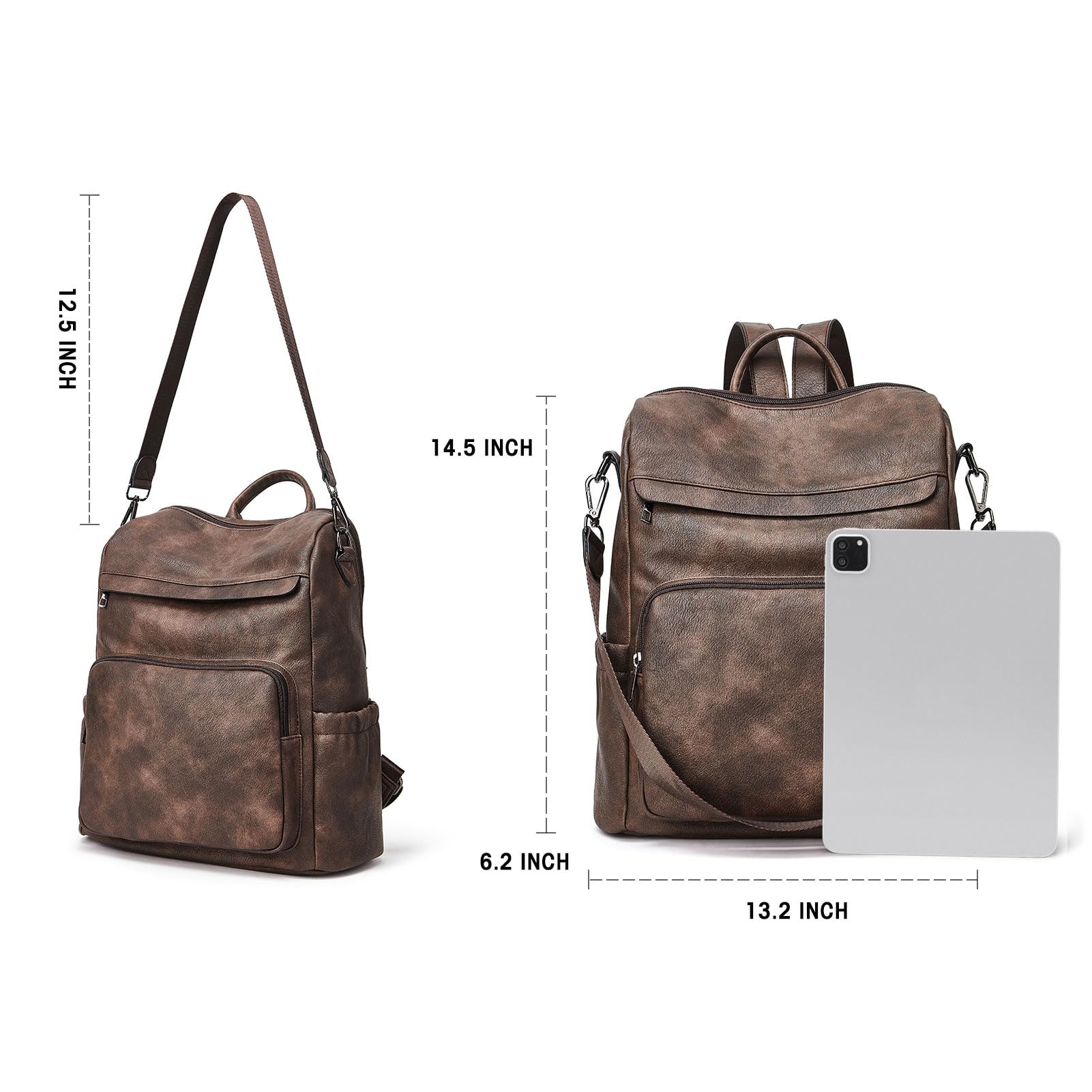 Stylish Leather Convertible Backpack Purse for Women - Large Fashion Designer Shoulder Bag for Travel, Work & Daily Use