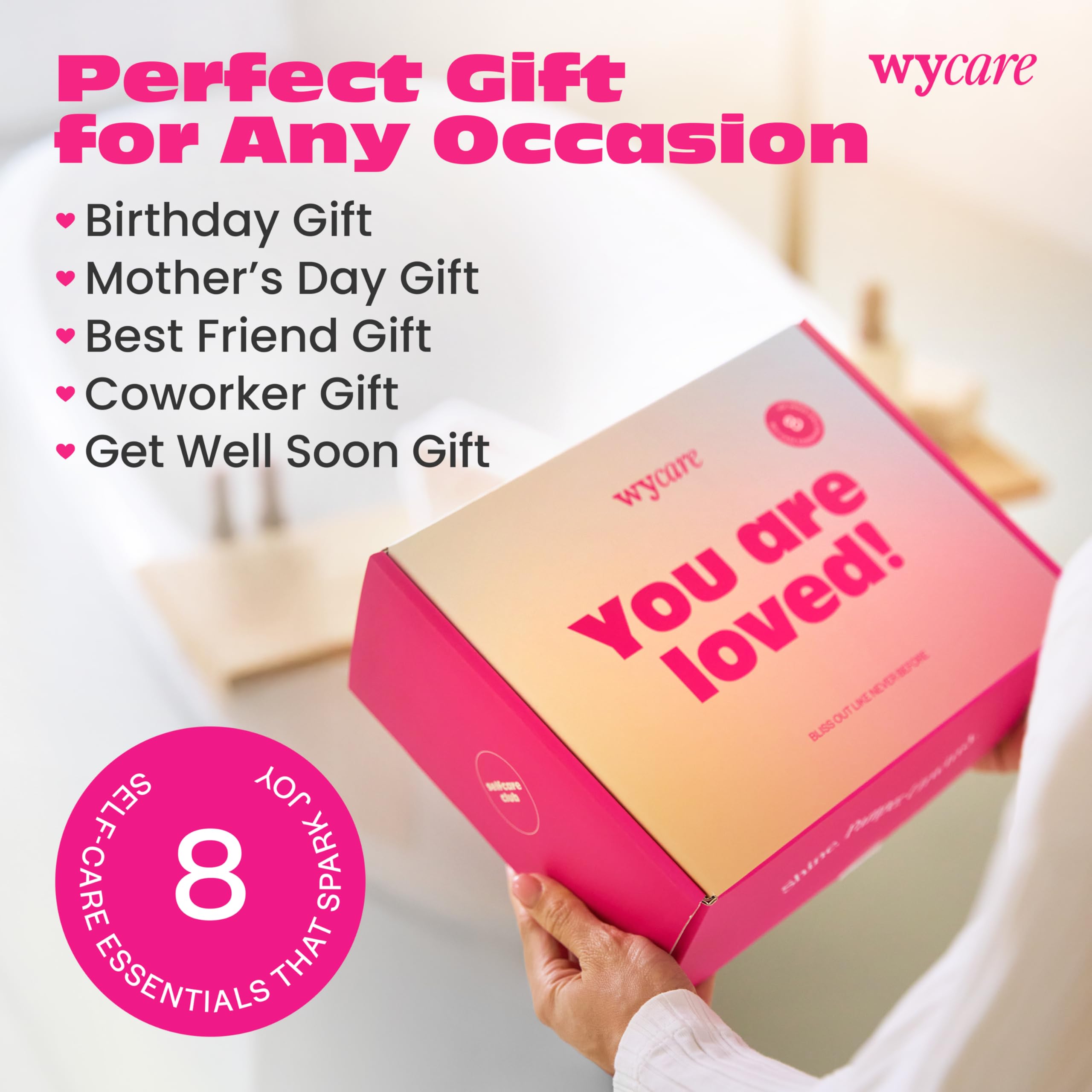 Wycare Luxury Spa Gift Box for Women - Birthday, Get Well Soon & Self Care Gift Basket Set - Best Friend Care Package with Relaxation Essentials - Perfect for Birthdays, Anniversaries & Recovery Gifts