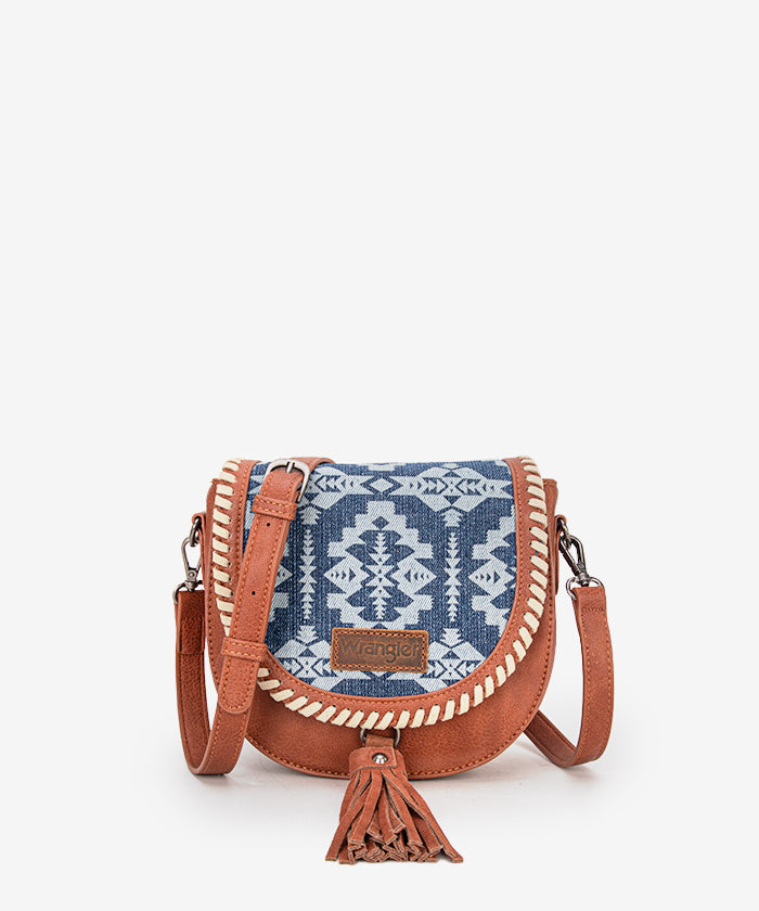 Wrangler Aztec Print Mini Crossbody Purse for Women - Stylish Boho Handbag with Adjustable Strap - Perfect for Travel, Shopping & Everyday Use