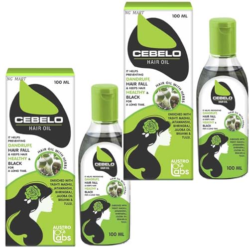 Cebelo Hair Growth Oil - Nourishing & Strengthening Hair Treatment for Dry, Damaged Hair - Pack of 2 | Promotes Healthy Scalp & Shiny Locks for Men & Women | Daily Hair Care & Styling Essential