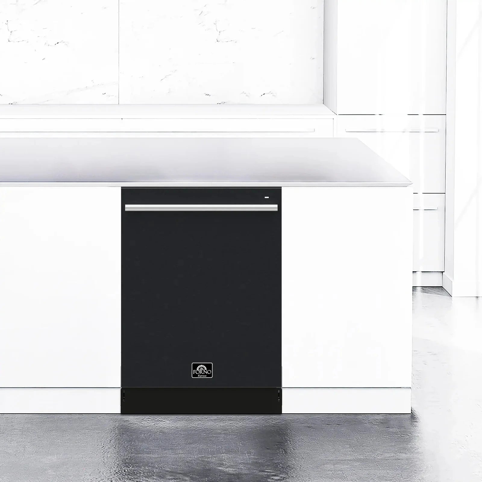 Forno Romano FDWBI8035 24-Inch Built-In Dishwasher in Black with Stainless Steel Handle - Energy Efficient, Quiet Operation for Modern Kitchens - Perfect for Small Families and Open-Concept Homes