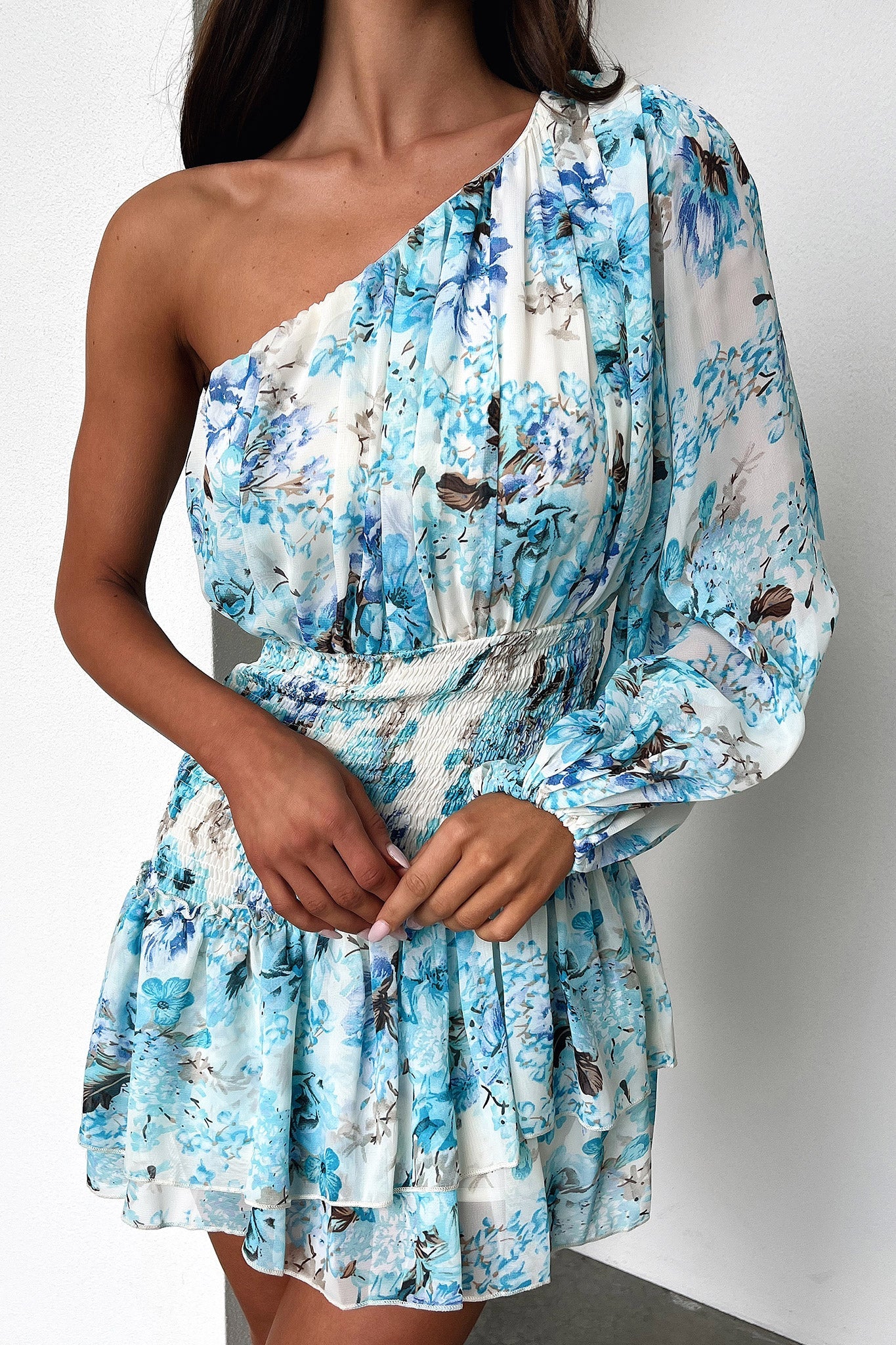 Katina Mini Dress - Dark Blue Floral Print Summer Dress for Women | Casual & Party Wear | Perfect for Beach, Vacation, and Date Nights