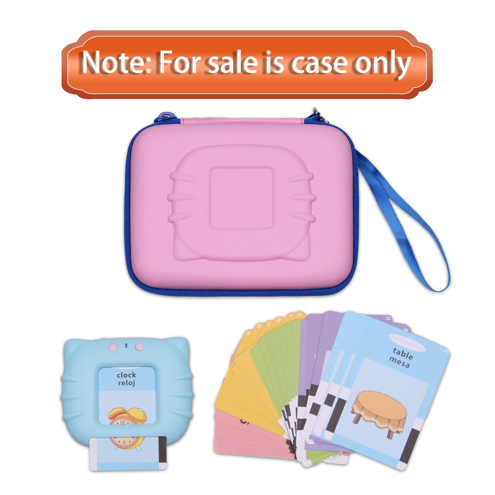 LTGEM EVA Talking Flash Cards Storage Case - Compatible with QuTZ, FREE TO FLY, Ednzion & More - Portable Hard Travel Toy Organizer (Pink & Blue) - Perfect for Kids Learning, Travel & School Supplies Storage