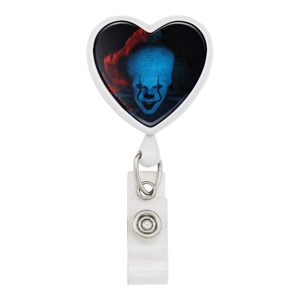 Pennywise IT Chapter 2 Blue Heart Lanyard with Retractable Reel - Badge ID Card Holder for Work, Conventions & Horror Movie Fans