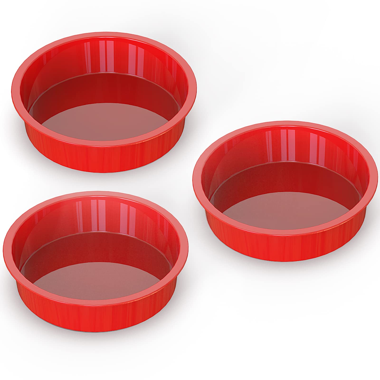 SILIVO 8 Inch Nonstick Silicone Cake Pans (3 Pack) - Round Baking Molds for Layer Cakes, Cheesecakes & Chocolate Cakes | Perfect for Birthday Parties, Wedding Cakes & Home Baking