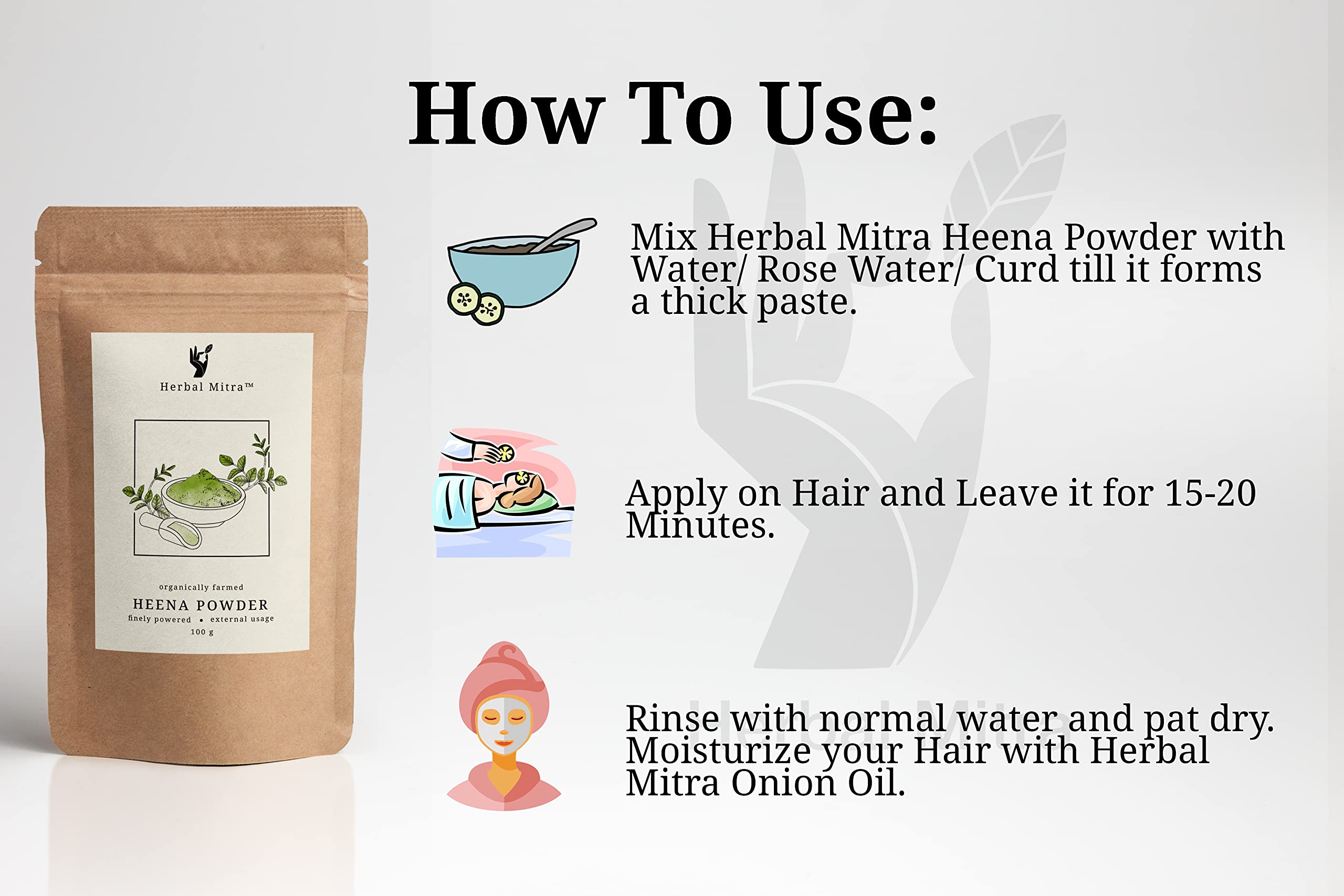 Herbal Mitra Natural Henna Hair Conditioner Powder for Women & Men | Pure Heena for Shine & Nourishment | Paraben, Chemical & Sulfate Free | Eco-Friendly Paper Pouch (100g) | Perfect for Dry, Damaged Hair & Natural Hair Care Routine
