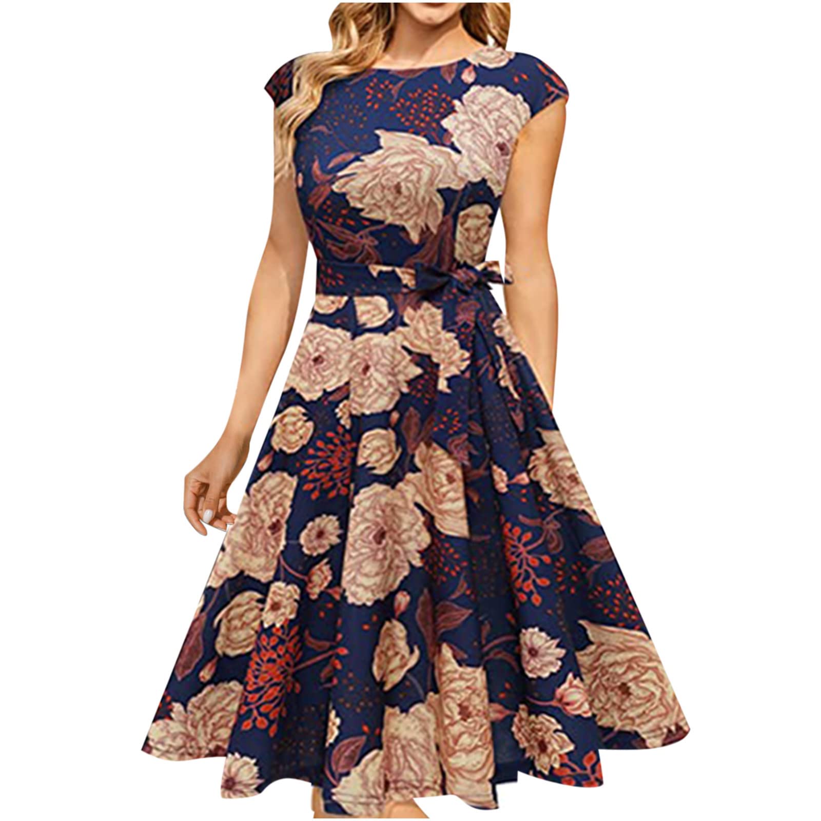 Sexy Women's Vintage A-Line Dress - Casual Fashion Slim Fit Round Neck Printed & Solid Dresses for Women | Perfect for Date Night, Party & Office Wear