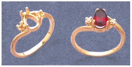 Sterling Silver or 14K Gold 6x4mm & 8x5mm Pear-Shaped Ring Setting with Accents - Size 7 (163673/143673) - Perfect for Engagement Rings, Wedding Bands & Jewelry Making