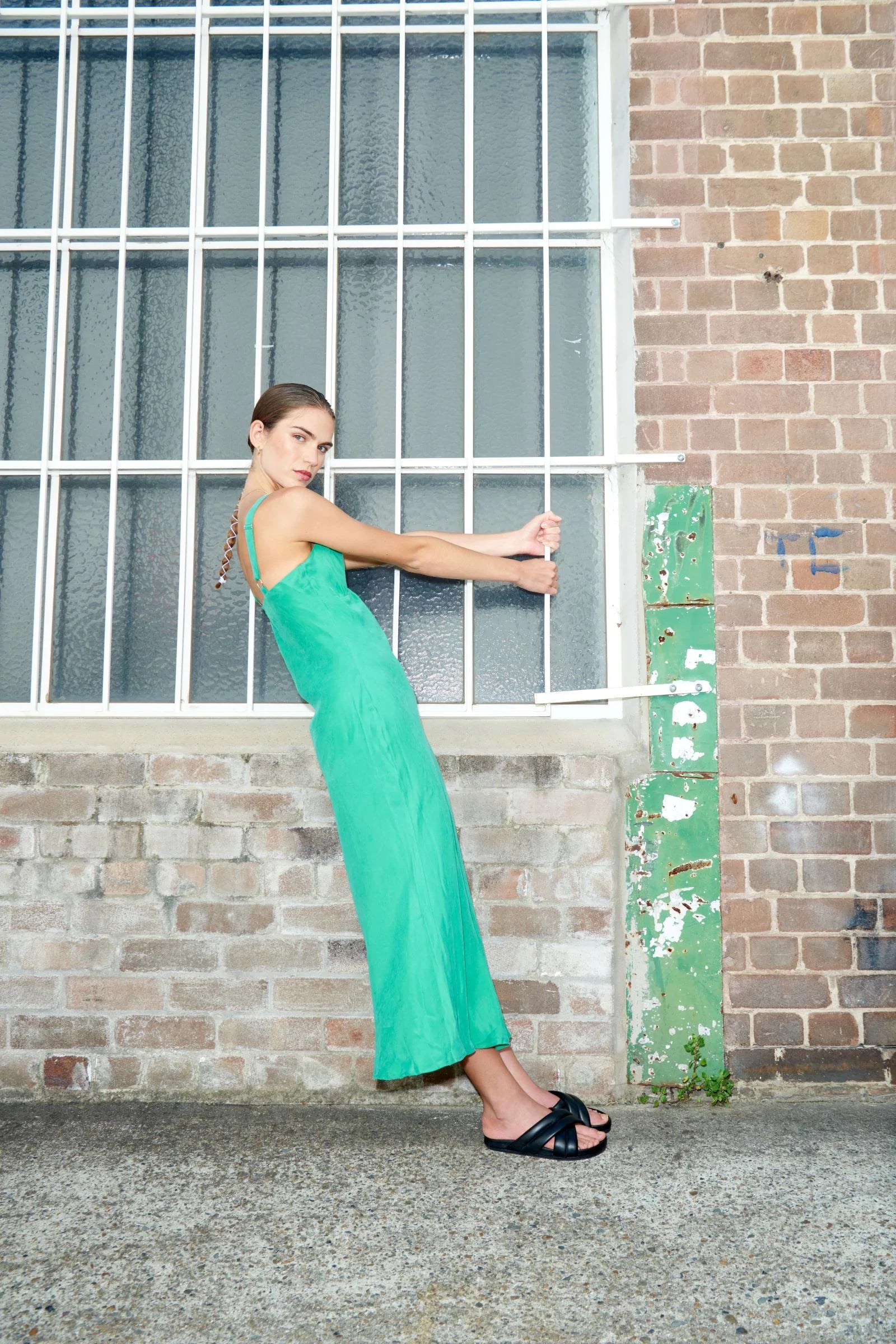 Arianne Cupro Slip Dress in Jade Green - Elegant Satin Nightgown for Women, Perfect for Wedding, Party & Special Occasions