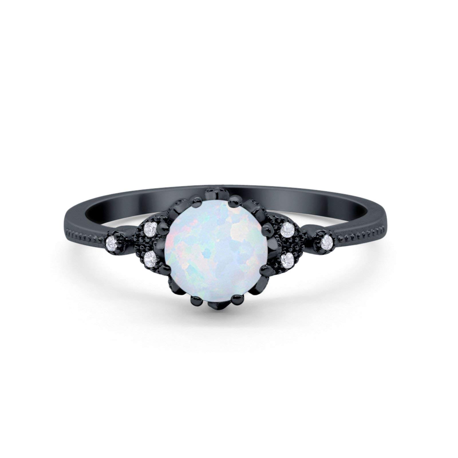 Blue Apple Co. Floral Art Deco Wedding Engagement Ring - Round Cubic Zirconia 925 Sterling Silver for Women - Perfect for Proposals, Anniversaries & Special Occasions