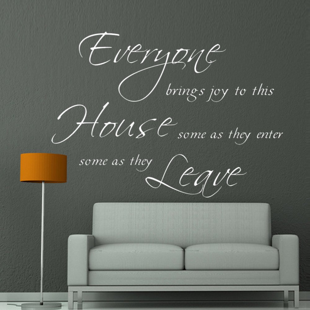 Vinyl Wall Decal Quote - 'Everyone Brings Joy to This House' Home Lettering Sticker (Brown, X-Large) - Perfect for Living Room, Nursery & Bedroom Decor