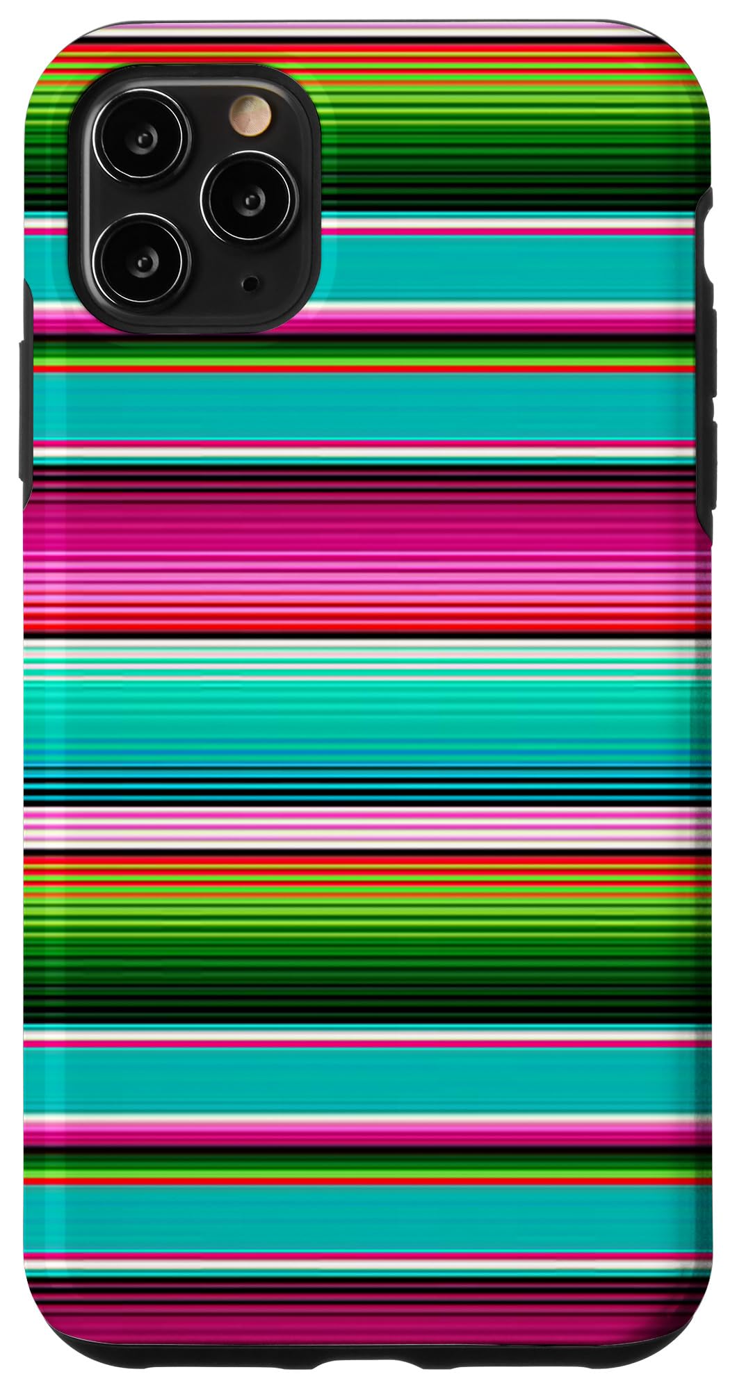 iPhone 11 Pro Max Case - Turquoise & Green Striped Mexican Serape Blanket Design, Durable Protective Cover for Daily Use, Travel, and Outdoor Adventures