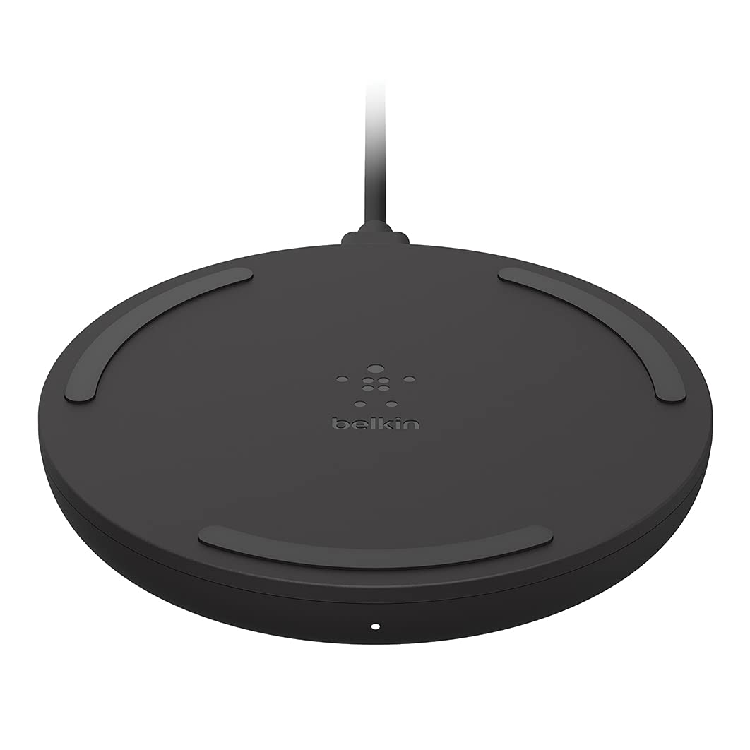 Belkin 10W Qi-Certified Fast Wireless Charging Pad for iPhone, Samsung Galaxy, Google Pixel, AirPods Pro - Compatible with Most Qi-Enabled Devices | Perfect for Bedside, Office Desk & Car Charging | Black (Power Adapter Not Included)