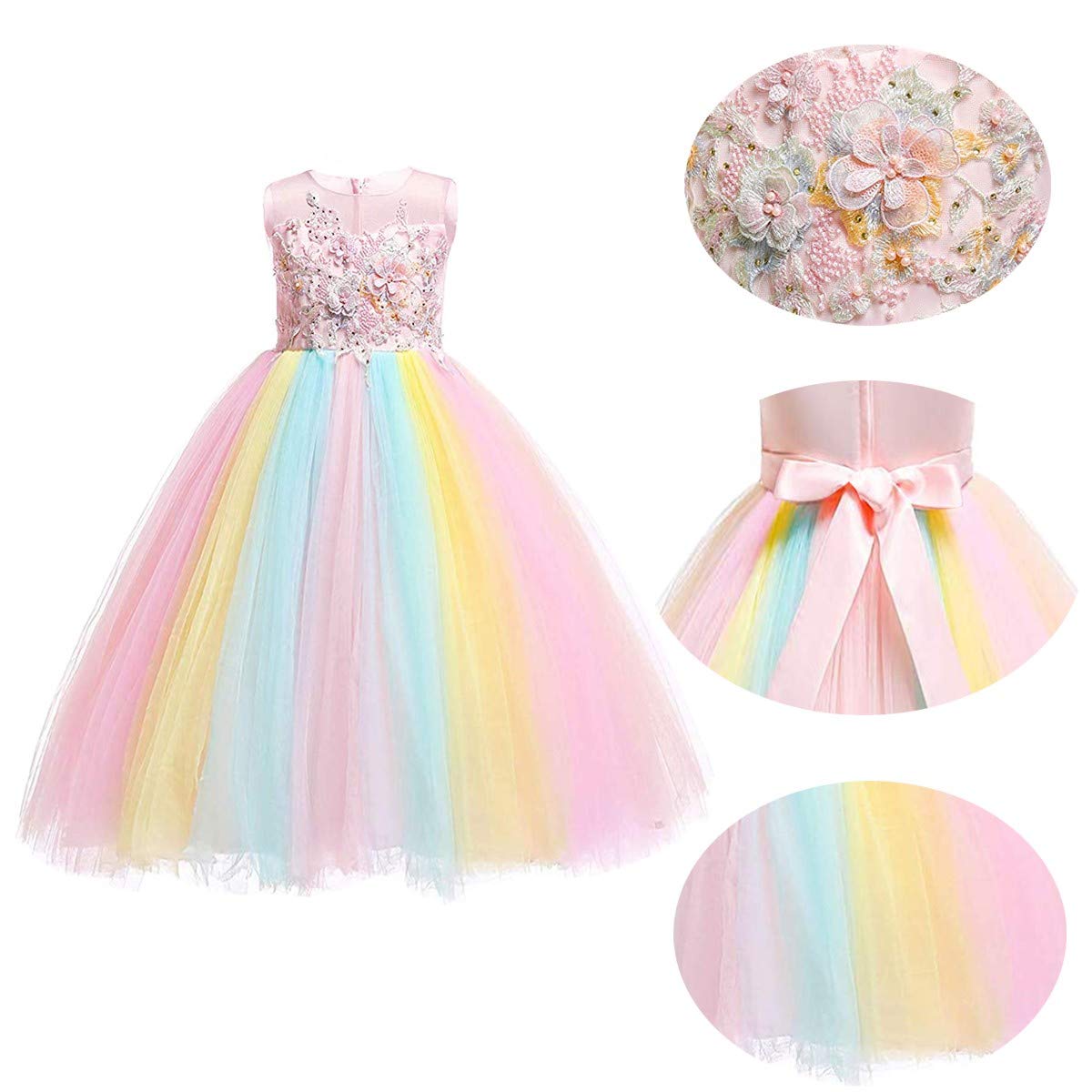 MYRISAM Unicorn Costume for Girls - Sparkly Princess Birthday Party Dress, Pageant & Dance Performance Outfit, Carnival Fancy Tulle Gown - Perfect for Halloween, Cosplay, and Dress-Up Playtime