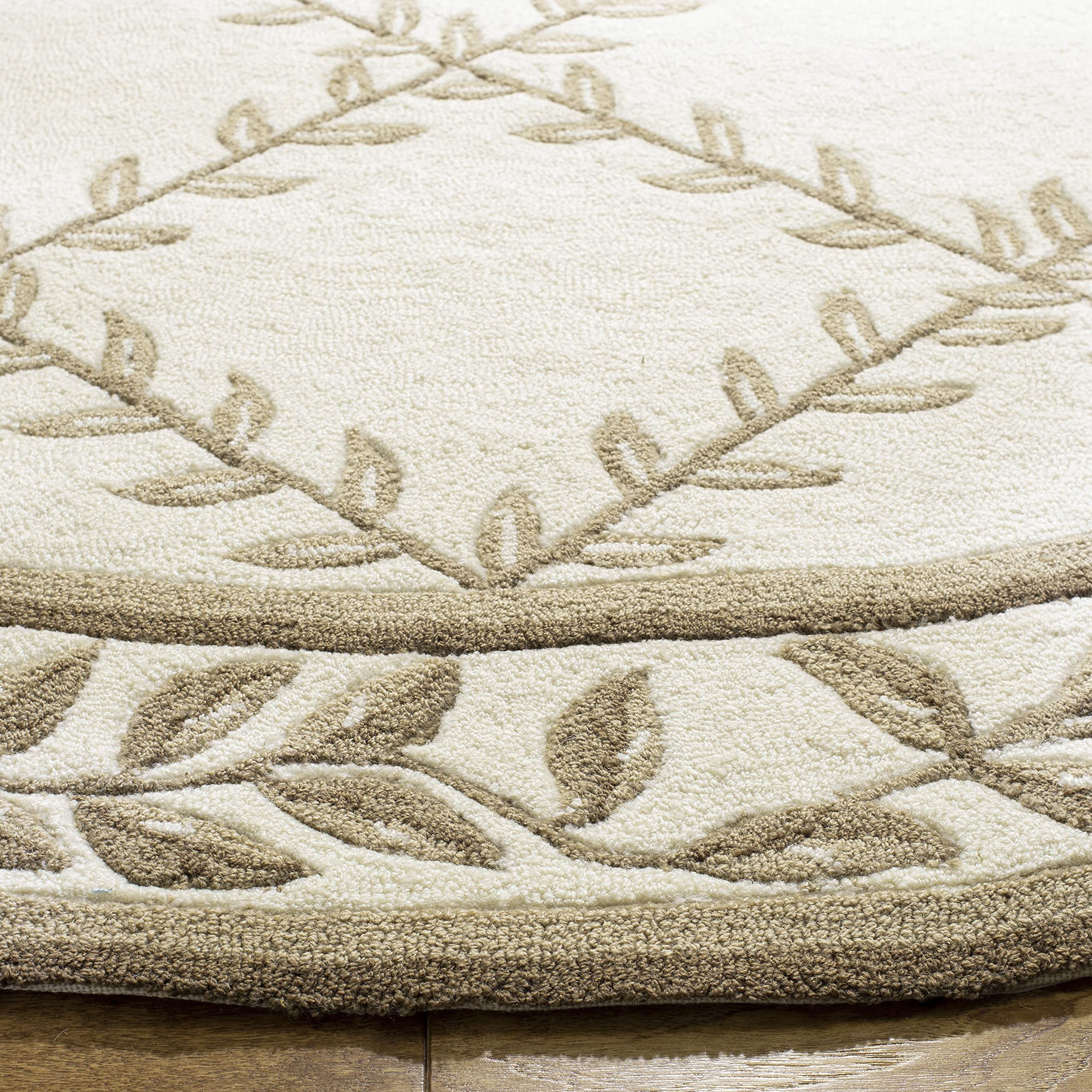 SAFAVIEH Hand-Hooked Trellis Country Round Area Rug - 8' Ivory & Sage, Non-Shedding & Easy Care, Perfect for High Traffic Living Room, Bedroom, Dining Room & Home Office (EZC430B)