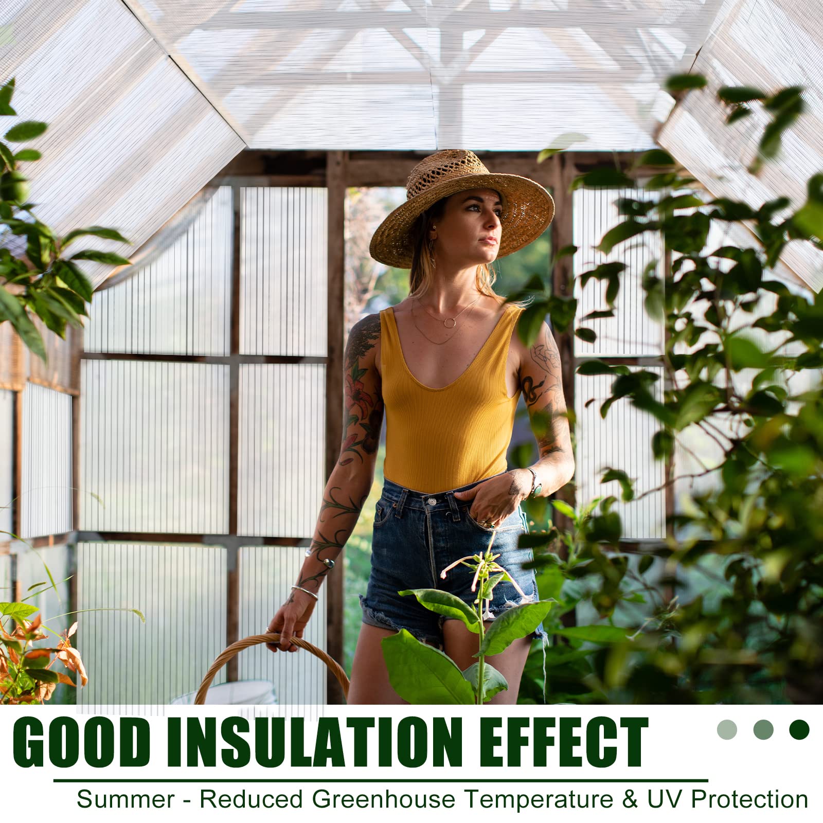 Tatuo 12 Pack 6' x 2' x 0.24'' Clear Polycarbonate Greenhouse Panels - Twin-Wall UV Protected Waterproof Roofing Sheets for Greenhouse Replacement - Perfect for DIY Garden Sheds, Patio Covers & Plant Protection