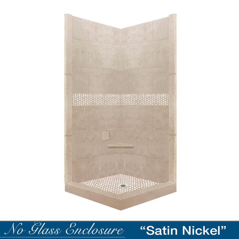 Premium Brown Sugar Sistine Stone & Honey Hex Mosaic Tile - DIY Shower Remodel Kit for Bathroom, Kitchen Backsplash & Flooring Accent Wall