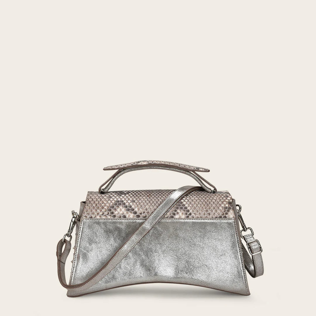BOD0FPH Cuadra Silver Python Handbag for Women - Elegant Clutch for Evening Parties, Weddings & Special Occasions
