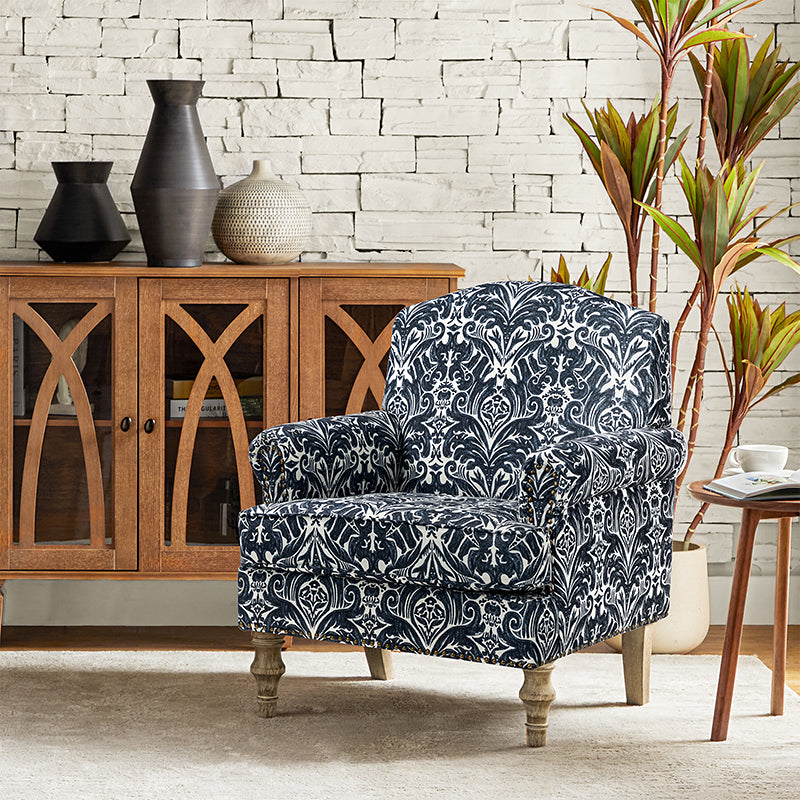 Raphael Farmhouse Armchair with Wooden Legs - Sturdy Frame Accent Chair for Living Room, Bedroom & Office (Multiple Styles Available)