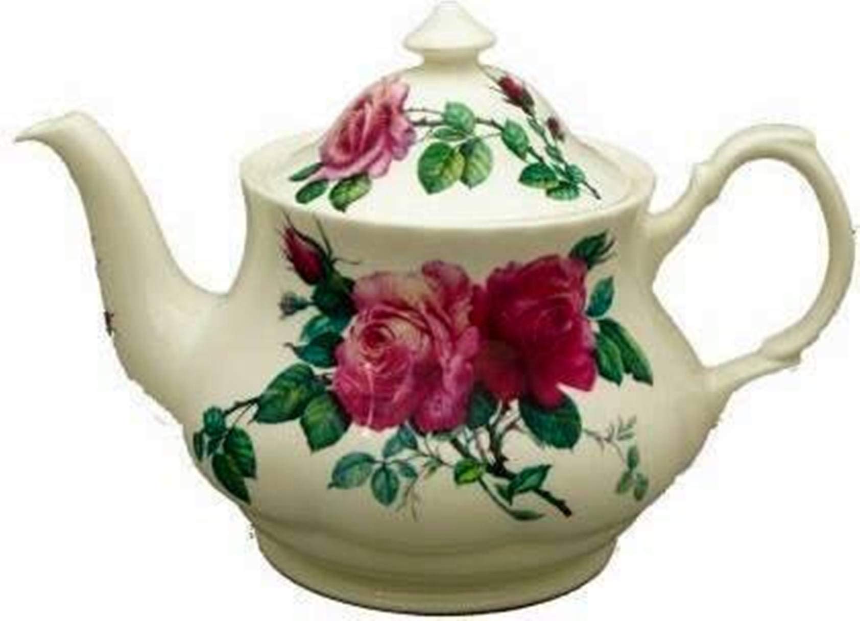 Roy Kirkham English Rose Traditional Ceramic Teapot - Elegant White & Pink Floral Design for Afternoon Tea & Home Decor