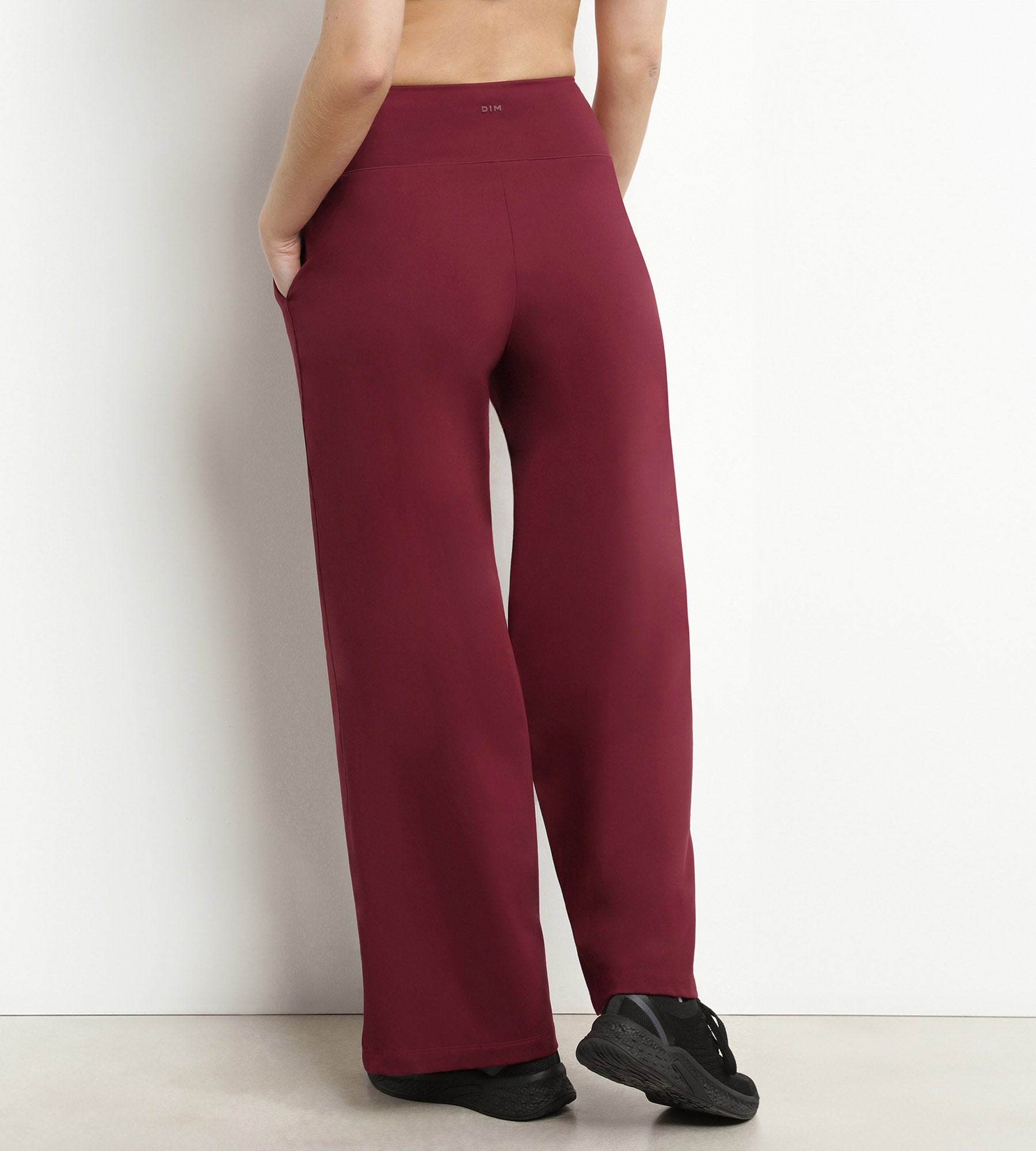 Women's Stretch Jersey Wide Leg Sport Pants in Bordeaux - Comfortable & Stylish for Yoga, Running & Casual Wear
