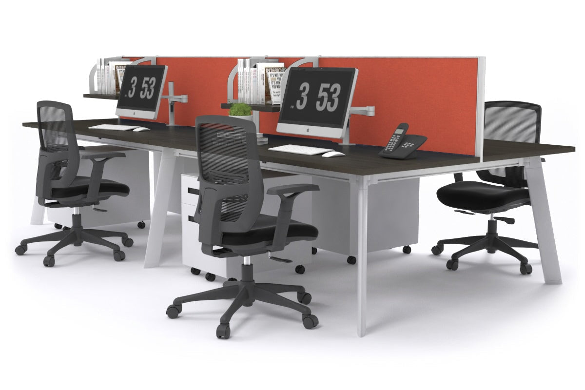 4-Person Workstation with White Frame - 1400L x 700W - Office Desk for Team Collaboration & Shared Workspace - Perfect for Open Offices, Coworking Spaces & Home Offices