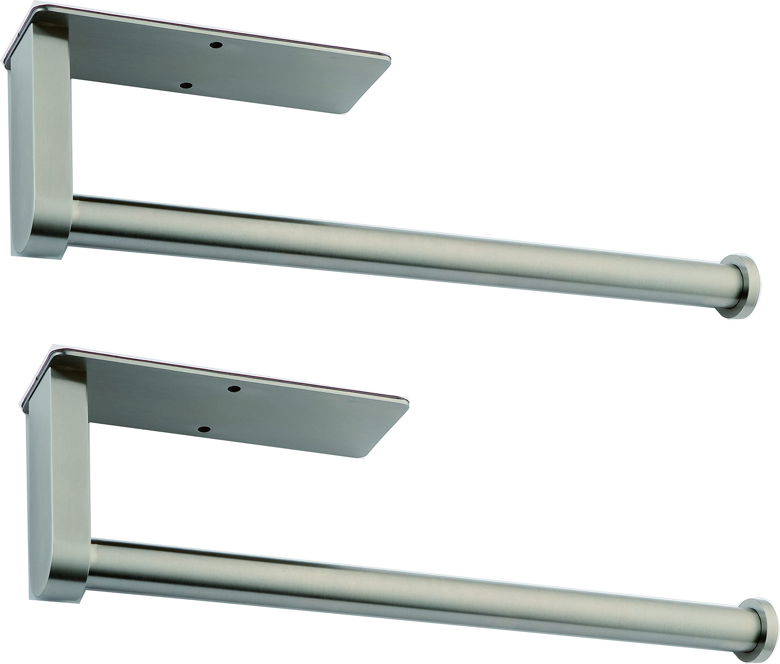 Stainless Steel Under Cabinet Paper Towel Holder - Self-Adhesive 12 Inch (2 Pack) | Space-Saving Kitchen Organizer for Paper Towels, Plastic Wrap & Aluminum Foil | Durable Roll Paper Rack for Home & Office Use