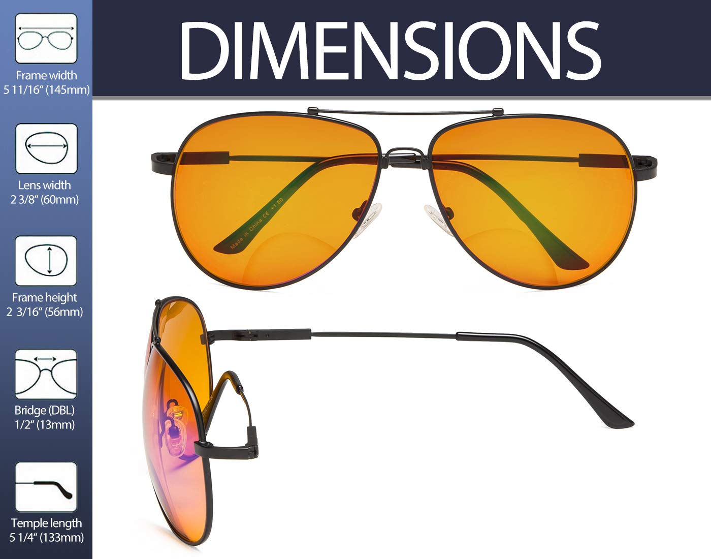 Blue Light Blocking Bifocal Reading Glasses - Orange Tinted Computer Glasses for Eye Strain Relief & Better Sleep - Perfect for Office Work, Gaming & Nighttime Screen Use