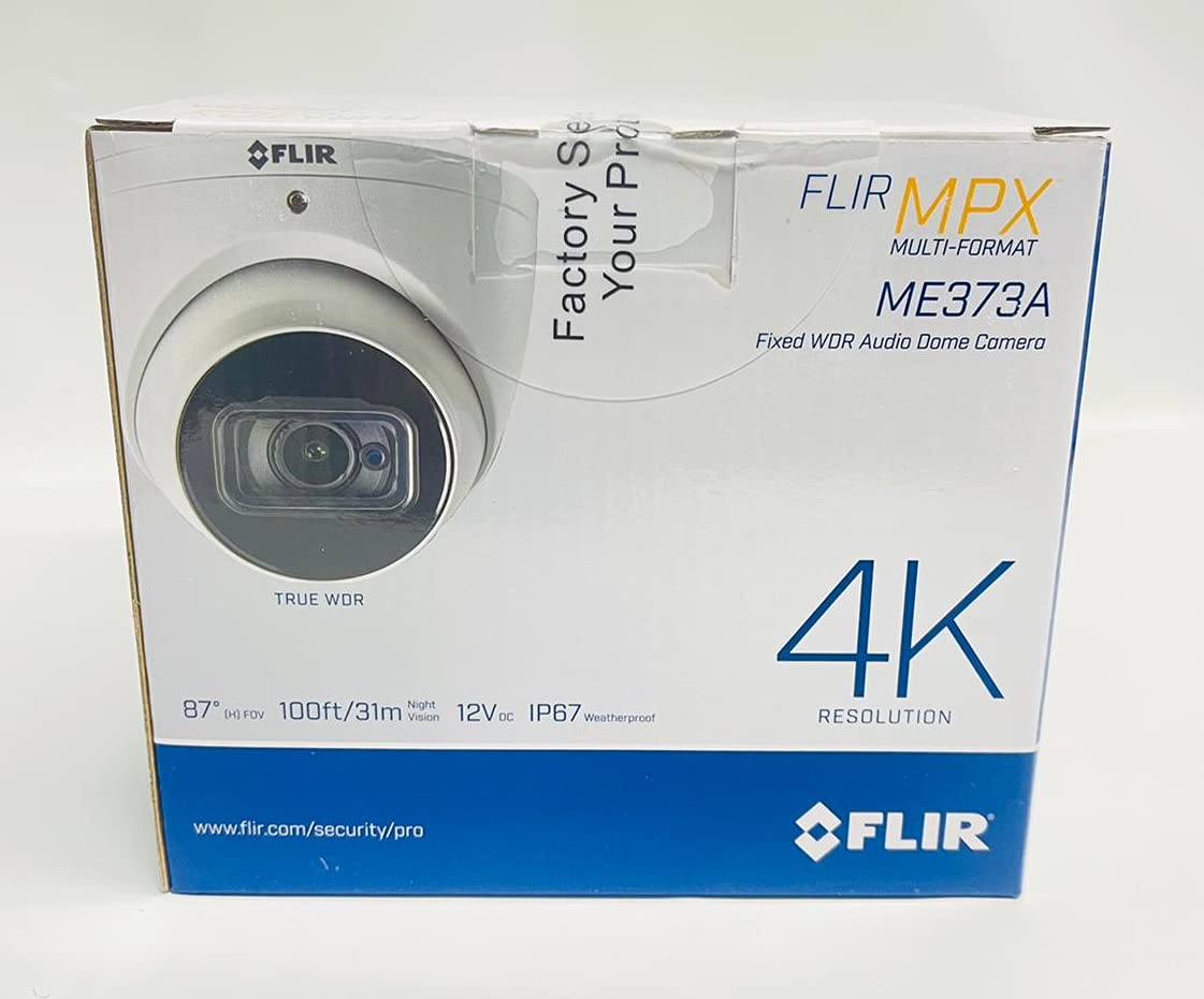 FLIR Digimerge ME373A 4K Ultra HD Outdoor Security Dome Camera - 4-in-1 WDR Fixed Audio Dome, 3.6mm Lens, 100ft Night Vision, Compatible with AHD/CVI/TVI/CVBS/Lorex & FLIR MPX DVR (White, Camera Only) - Ideal for Home Security, Business Surveillance & Outdoor Monitoring