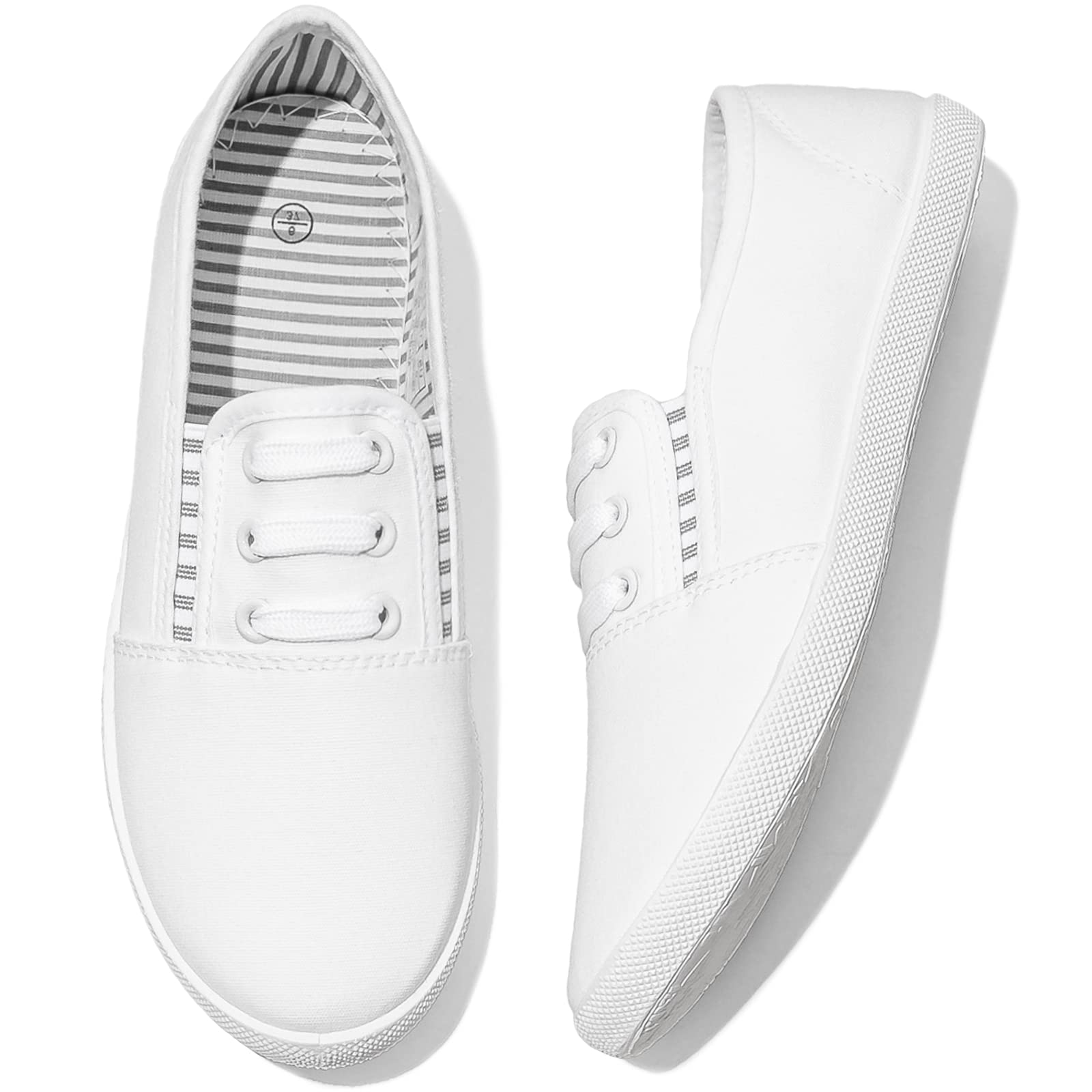 Women's Canvas Slip-On Sneakers - Comfortable Casual Walking Shoes for Women | Non-Slip Flat Dress Shoes for Work, Tennis & Everyday Wear