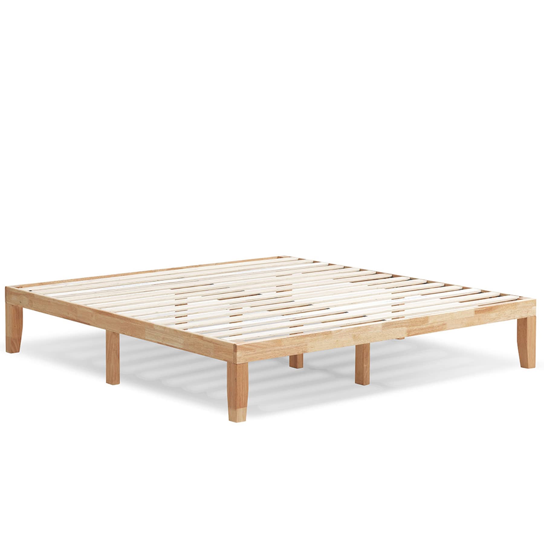 KOMFOTT 14 Inch Solid Wood Platform Bed Frame - King Size Rubber Wood Mattress Foundation with Sturdy Poplar Wood Slats | No Box Spring Needed | Natural Finish | Perfect for Modern Bedrooms & Guest Rooms