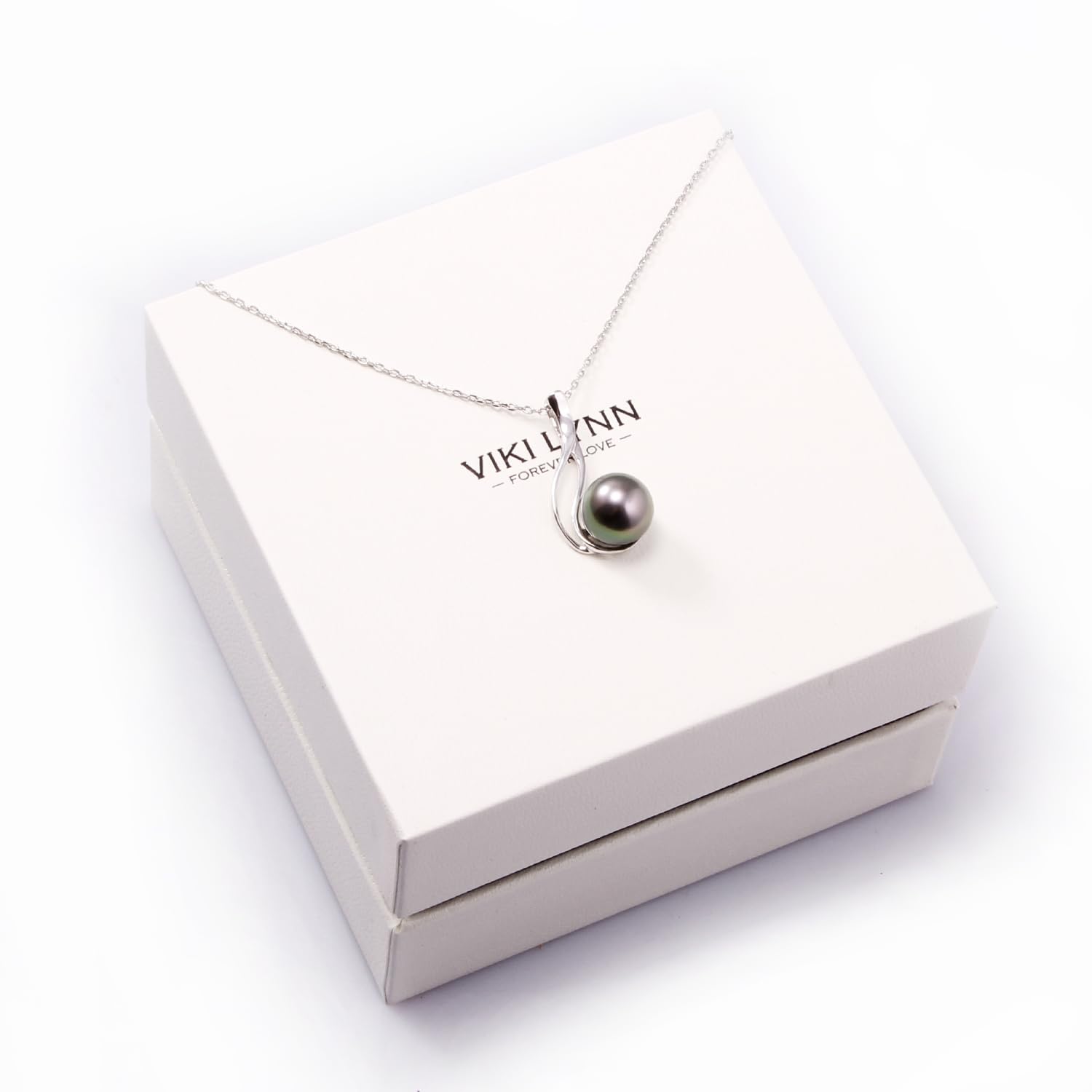 Tahitian Black Pearl Necklace - 9-10mm Cultured Pearl with 925 Silver Chain for Women, Perfect for Weddings & Evening Events