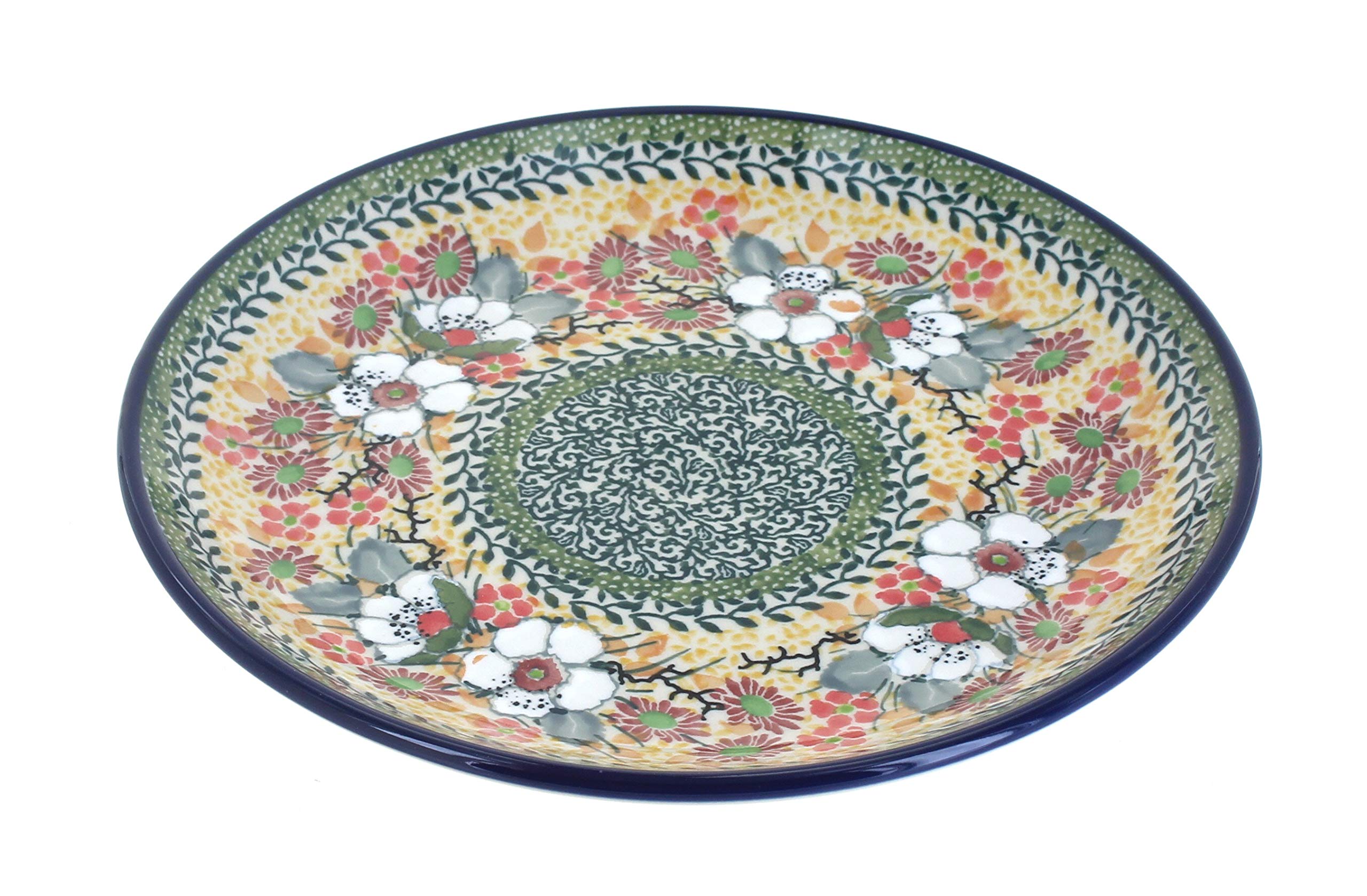 Handmade Blue Rose Polish Pottery Jasmine Dessert Plate - Elegant Floral Design for Cakes, Pastries & Tea Time - Perfect for Afternoon Tea, Bridal Showers & Special Occasions