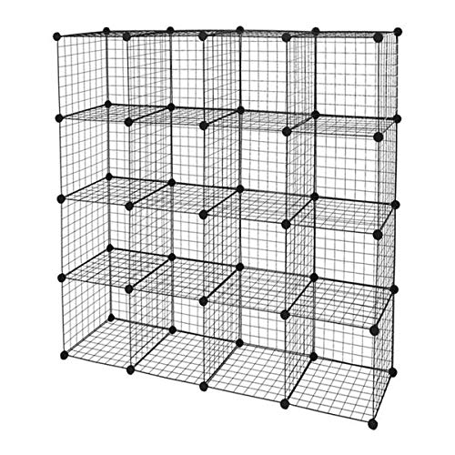 16-Cube Wire Grid Organizer - Multi-Purpose DIY Storage Shelf for Wardrobe, Books & Closet Organization | Perfect for Bedroom, Office & Home Decor