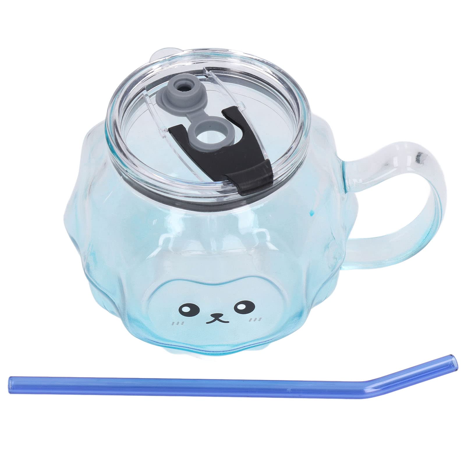 500ml Large Capacity Cartoon Coffee Mug with Glass Straw - Durable Glass & Plastic Milk Cup for Home, Office, Birthday Gifts - Perfect for Hot/Cold Beverages, Milk Tea, Smoothies