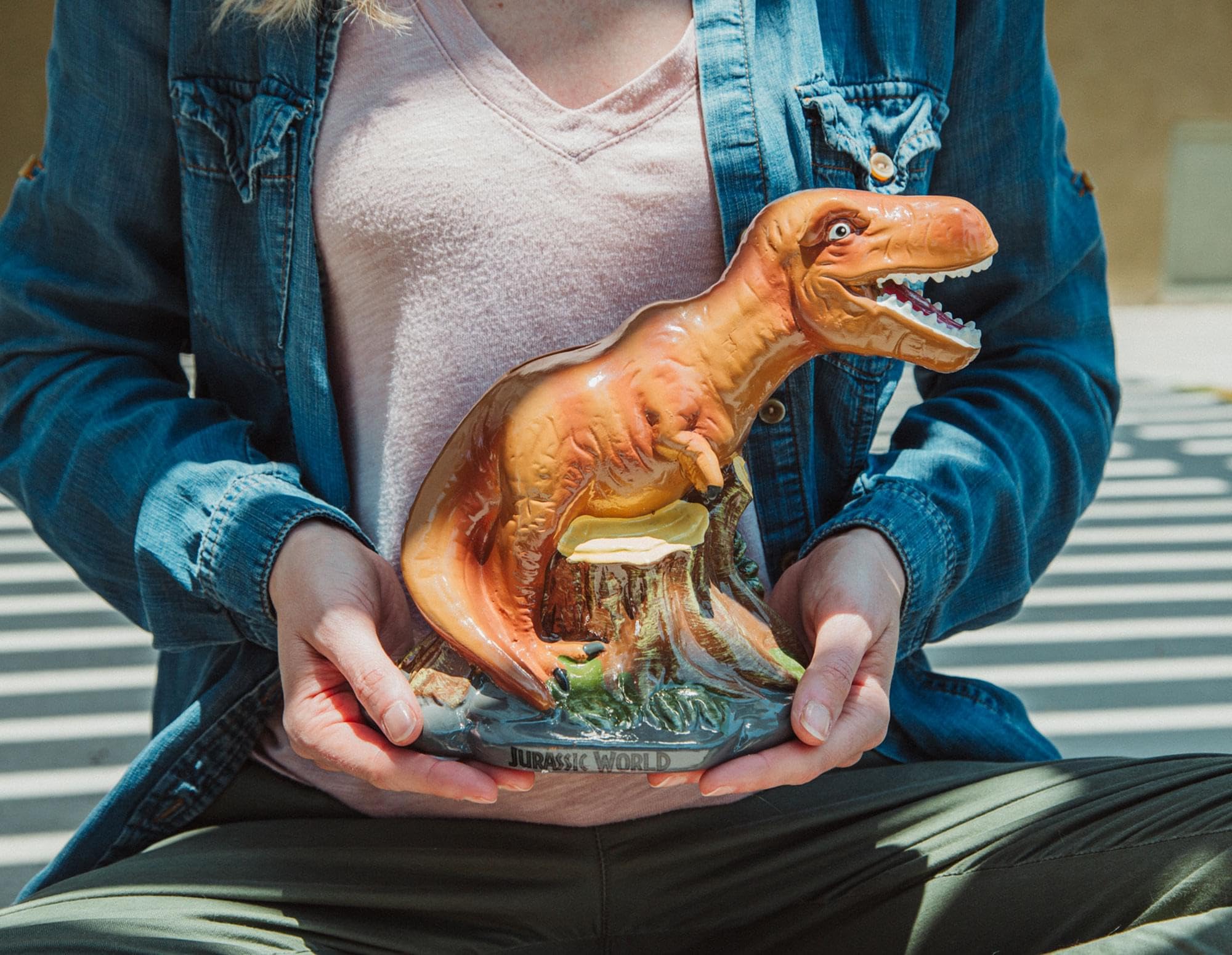 Jurassic World T-Rex Dinosaur Large Ceramic Coin Bank - Silver Buffalo Collectible for Kids & Adults | Perfect for Saving Money & Dinosaur Decor