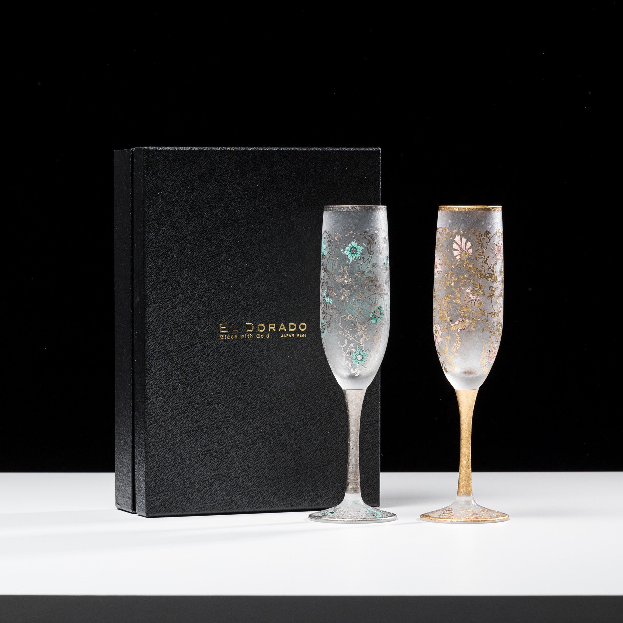 Elegant EL DORADO Pair Flute Champagne Glasses - Perfect for Romantic Dinners, Wedding Toasts & Special Celebrations