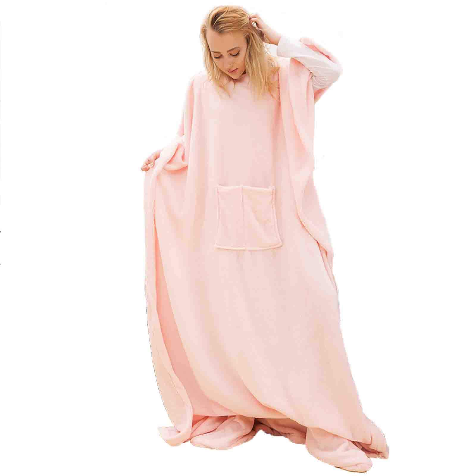 Cozy Women's Flannel Pullover Nightgown & TV Blanket Set - Soft Warm Loungewear for Home, Gifts for Her, Housewarming, Relaxing Evenings & Movie Nights