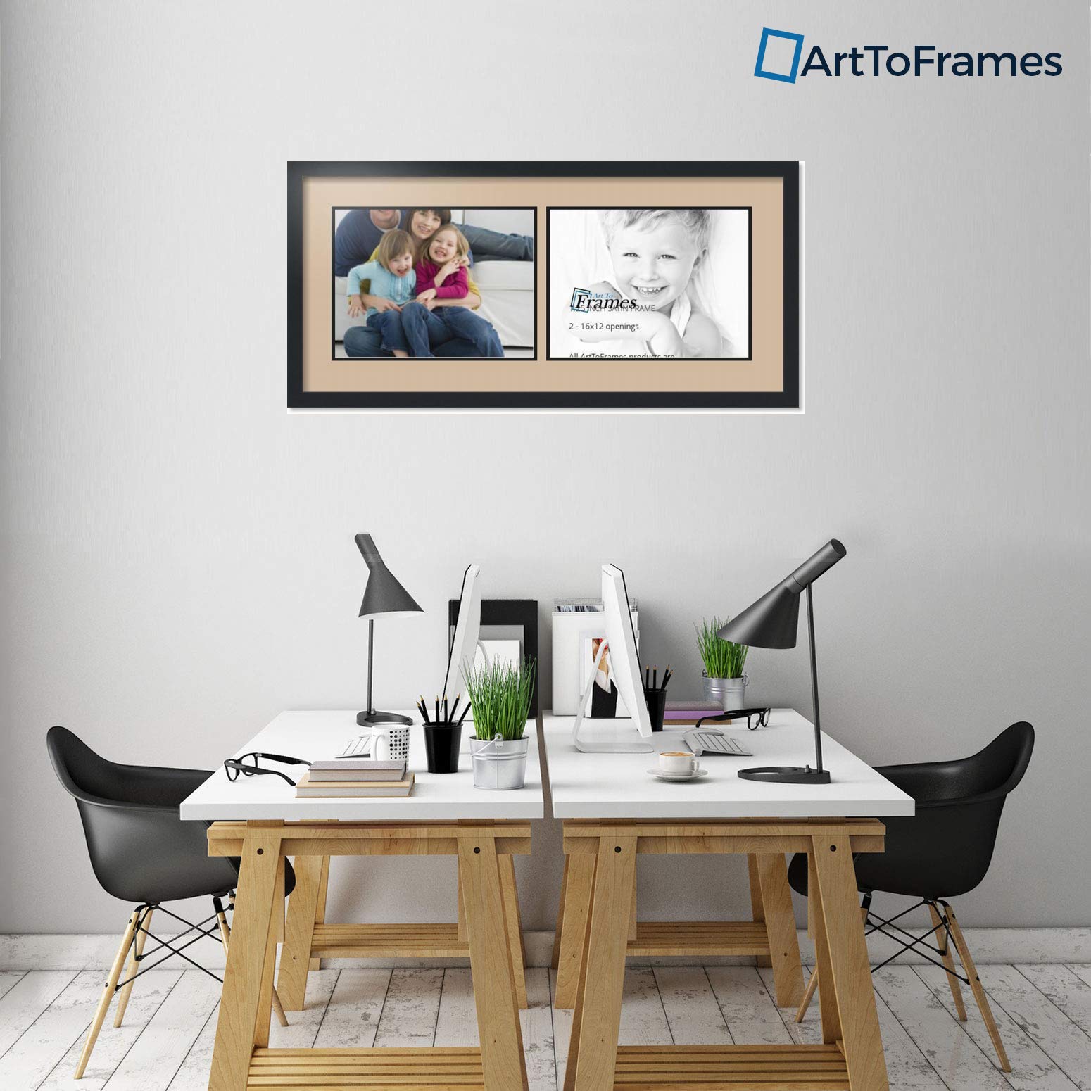 ArtToFrames 12x16 Double Opening Collage Photo Frame with Satin Black Finish - Perfect for Family Photos, Wedding Memories & Wall Decor