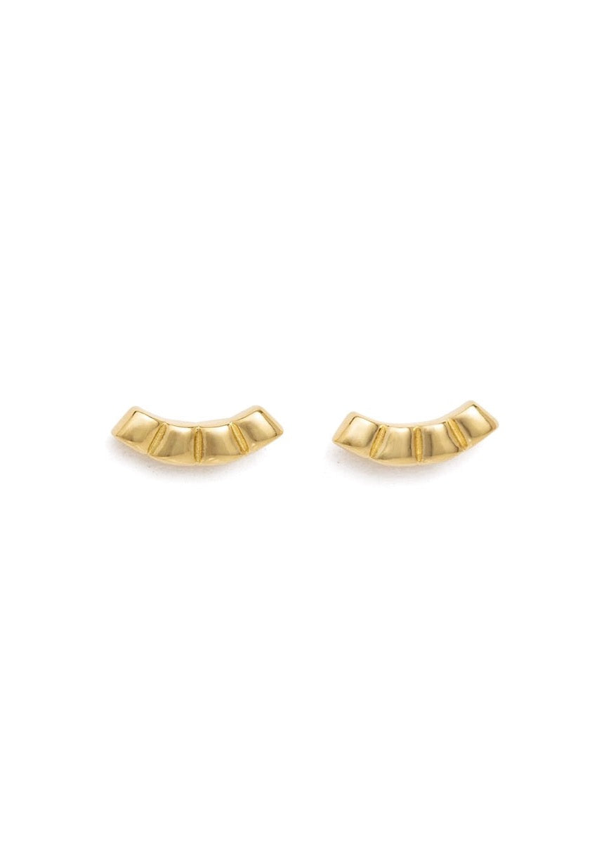 Deco Contour Stud Earrings - Dainty Gold Hoop Earrings for Women, Minimalist Studs for Everyday Wear | Perfect for Work, Date Night & Casual Outfits
