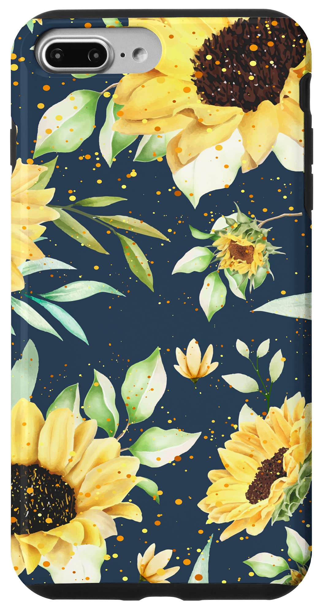 iPhone 7 Plus/8 Plus Sunflower Phone Case - Modern Blue Paint Dots Design Protective Cover | Perfect for Autumn Season & Everyday Use